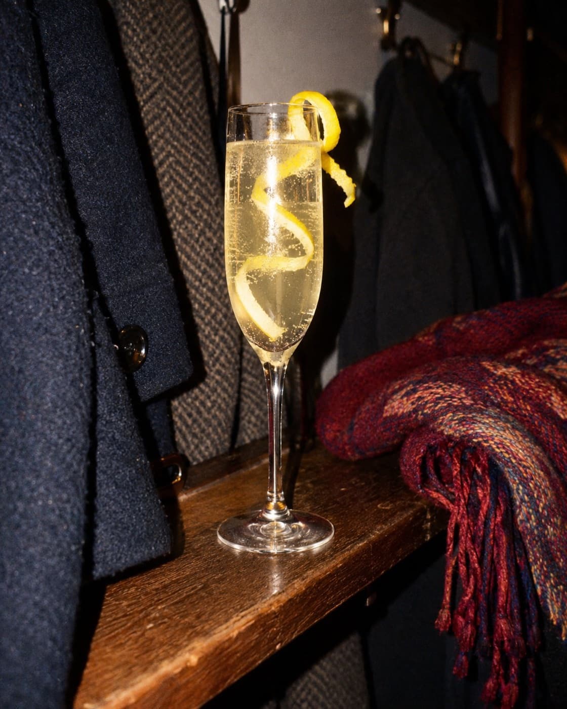 Zero-proof french 75 punch, flash photo