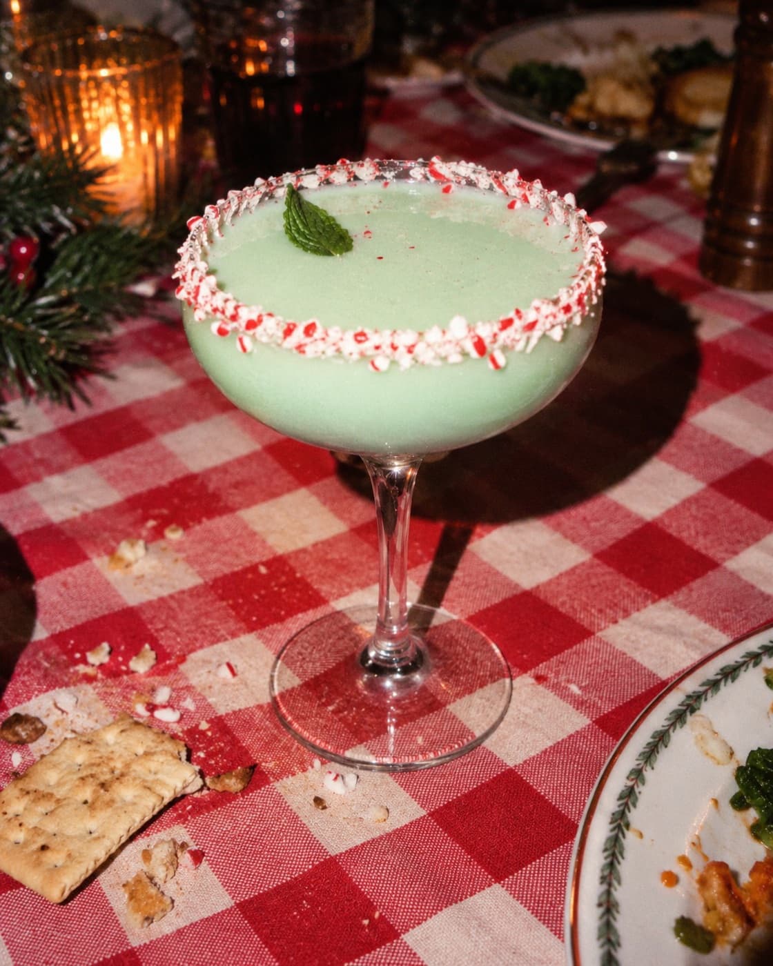 Zero-proof candy cane grasshopper, flash photo