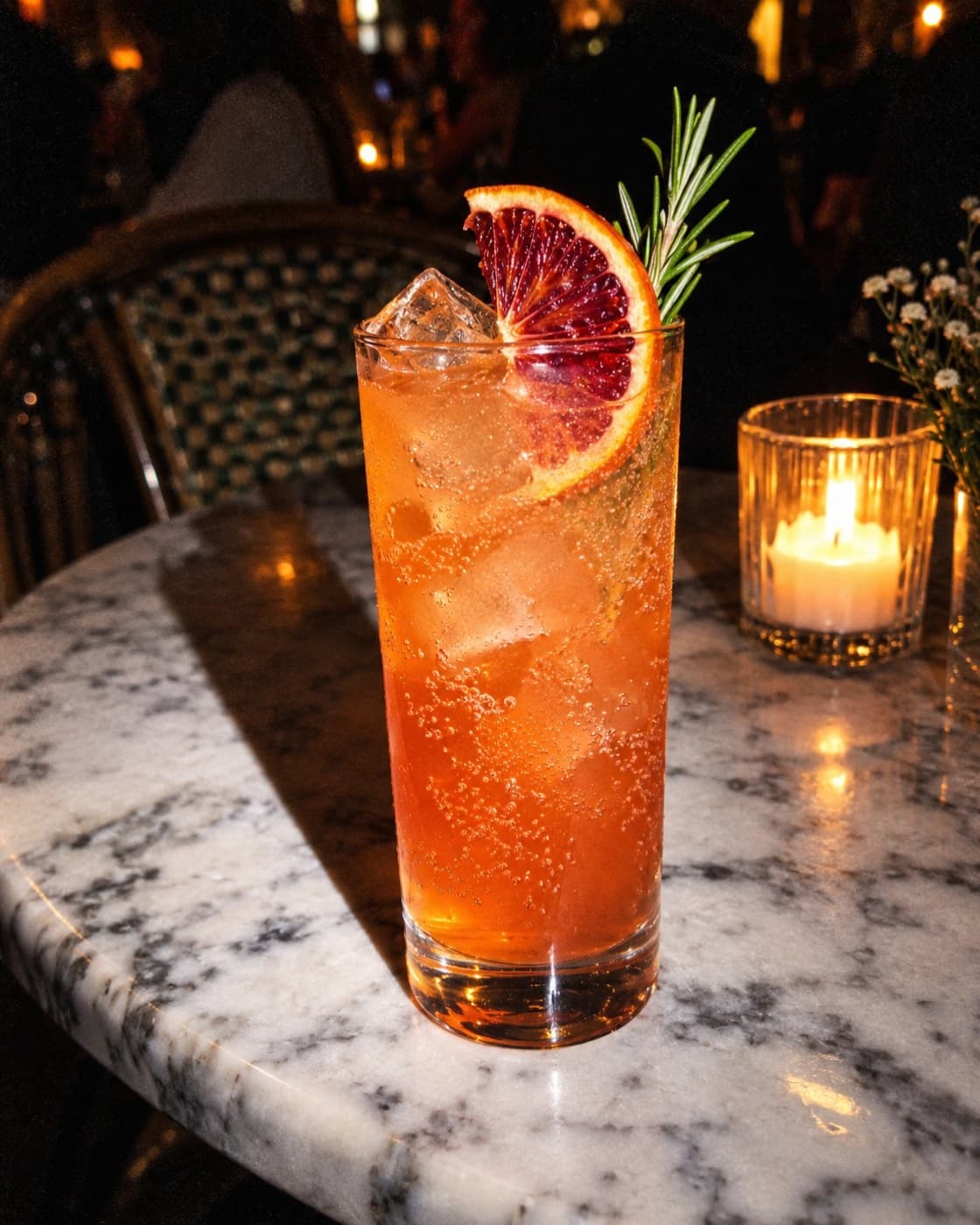 Zero-proof winter citrus tonic, flash photo